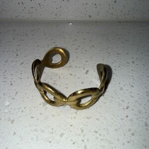 RC Rustic Cuff Gold Tone Thick Cuff Bracelet Stamped 'RC'